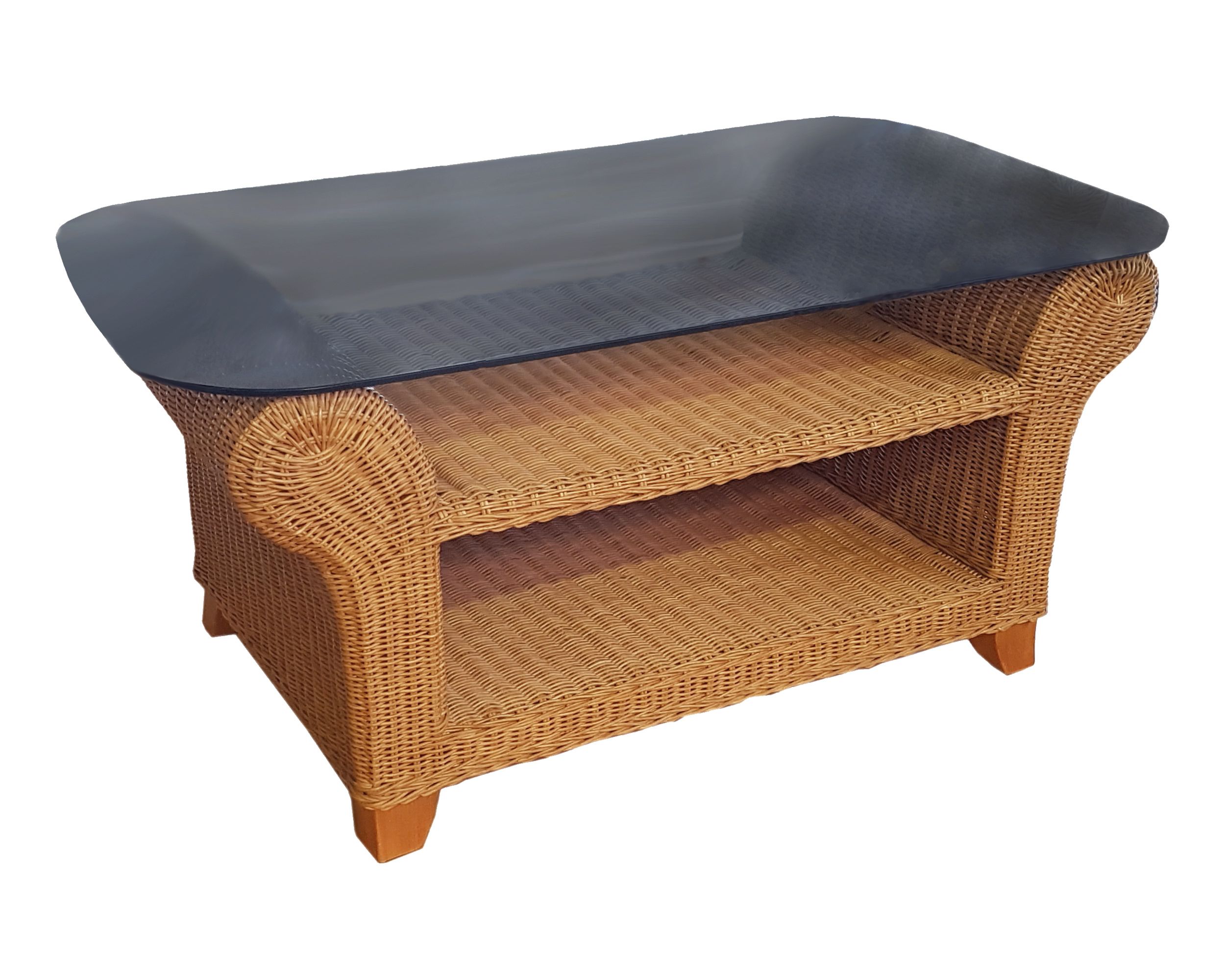 Couchtisch Martino, Naturrattan honigfarbig, 70x122 cm